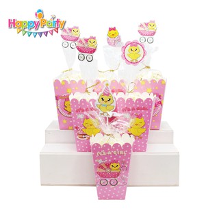 (XẢ KHO) SET 6 LY GIẤY ĐỰNG BẮP RANG CHỦ ĐỀ SINH NHẬT, PHỤ KIỆN GIẤY