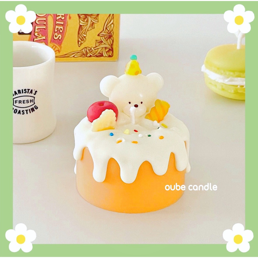 Nến Thơm Tinh Dầu Cao Cấp Decor Làm Quà Tặng Hình Bánh Kem Bé Teddy Nhiều Mẫu Hương Tự Chọn | Oube Candle NT98