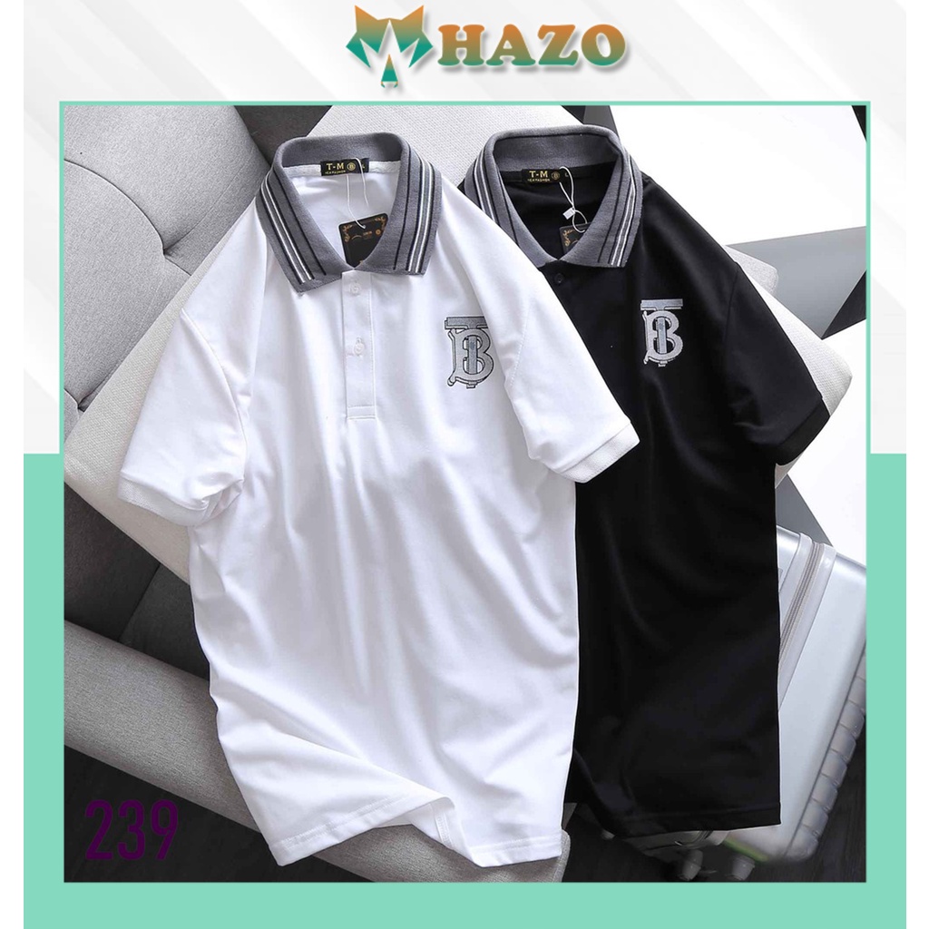 Áo Thun Nam Cổ Bẻ Polo Chữ Bt 239 Cổ Sọc Xám Chất Liệu Cao Cấp Thấm Hút Mồ Hôi Phong Cách Trẻ Trung - Hazo