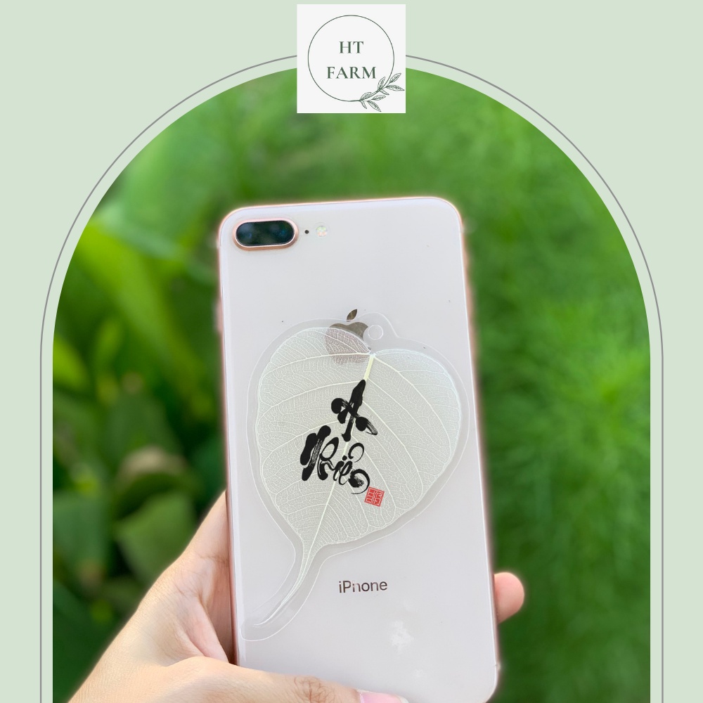 Lá Bồ Đề thư pháp chữ An Nhiên (Cầu Bình An – Tài Lộc – May mắn, Ốp điện thoại, Hàng loại 1)