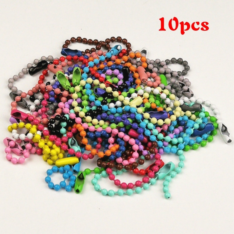 Bộ 10 chuỗi hạt tròn nhiều màu bằng kim loại