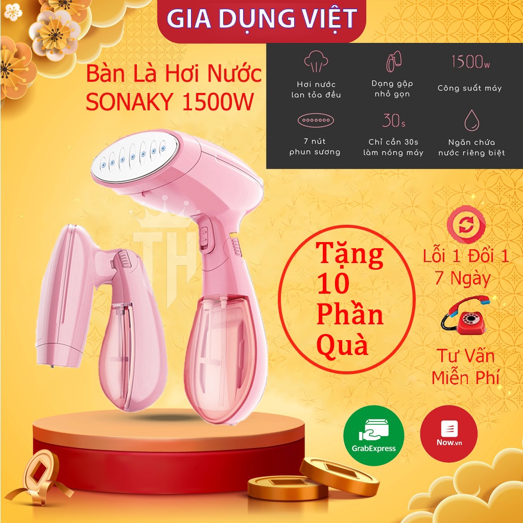 Bàn ủi hơi nước cầm tay Sokany bàn là hơi nước công suất 1500W cao cấp gấp gọn