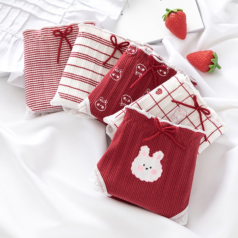 Quần Lót Nữ Cotton Hình Dâu Tây Giữa Eo Thời Trang Nhật Bản - Hàng Loại Đẹp.