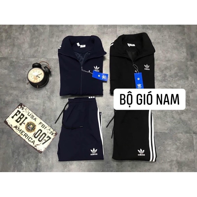 Bộ gió nam thể thao vải dư quần suông