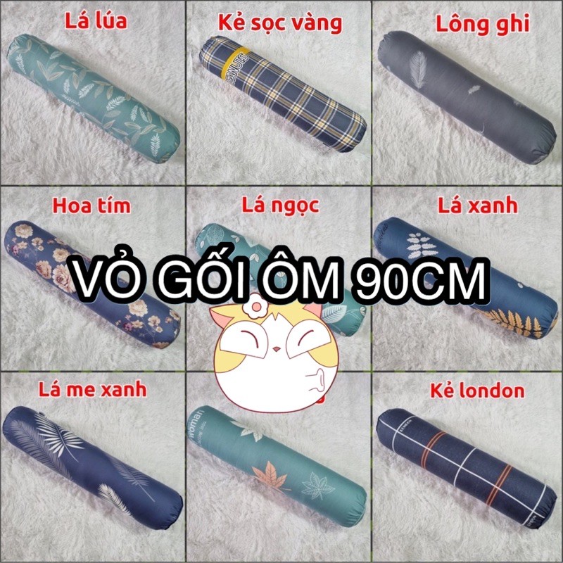 Vỏ gối ôm gối dài cỡ to 90cm vải cotton mềm mượt