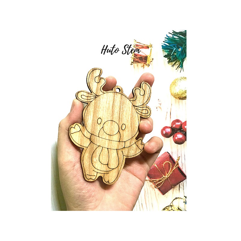Tô Màu Giáng Sinh, Tô Màu Gỗ Tự Chọn Mẫu, Tặng Kèm Dây Gai Trang Trí, Tô Màu Noel
