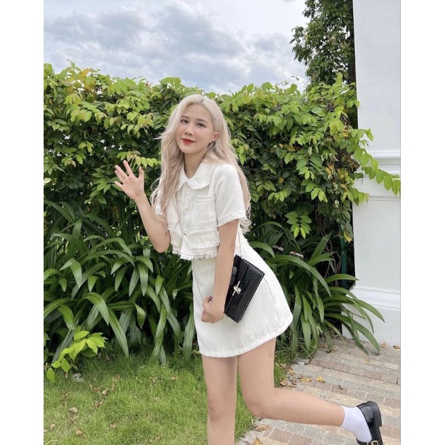 Set bố croptop + Chân váy chữ A
