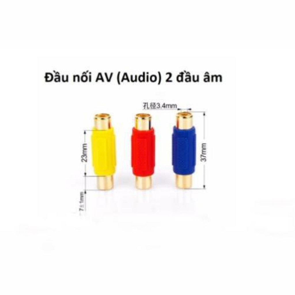 3 Đầu nối cáp loa AV/Audio (bông sen) 2 đầu âm, giúp nối 2 tín hiệu đầu AV (bông sen) với nhau ( 3 CÁI)