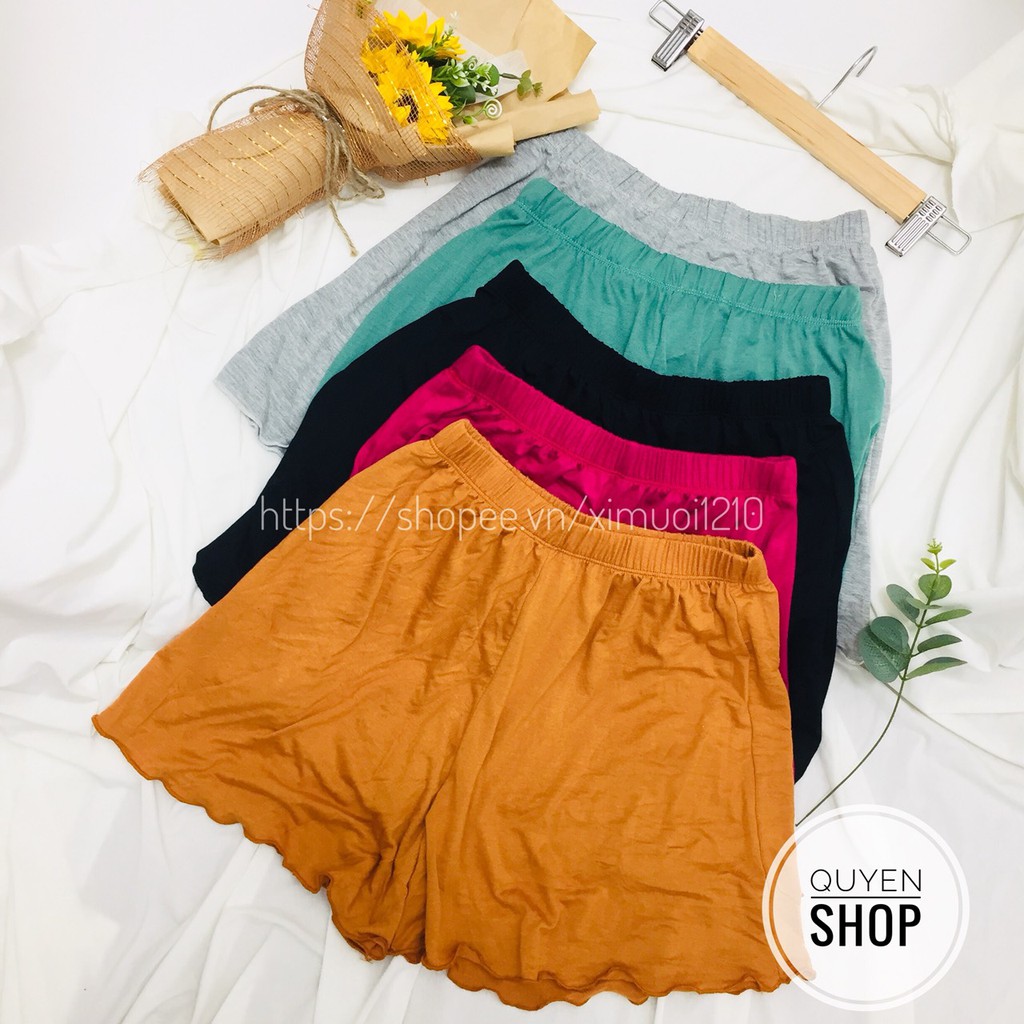 ♻Quần đùi thun xòe trơn cạp chun, Quần ngủ vải cotton lụa mịn mát co giãn [Video+Ảnh Thật]💚