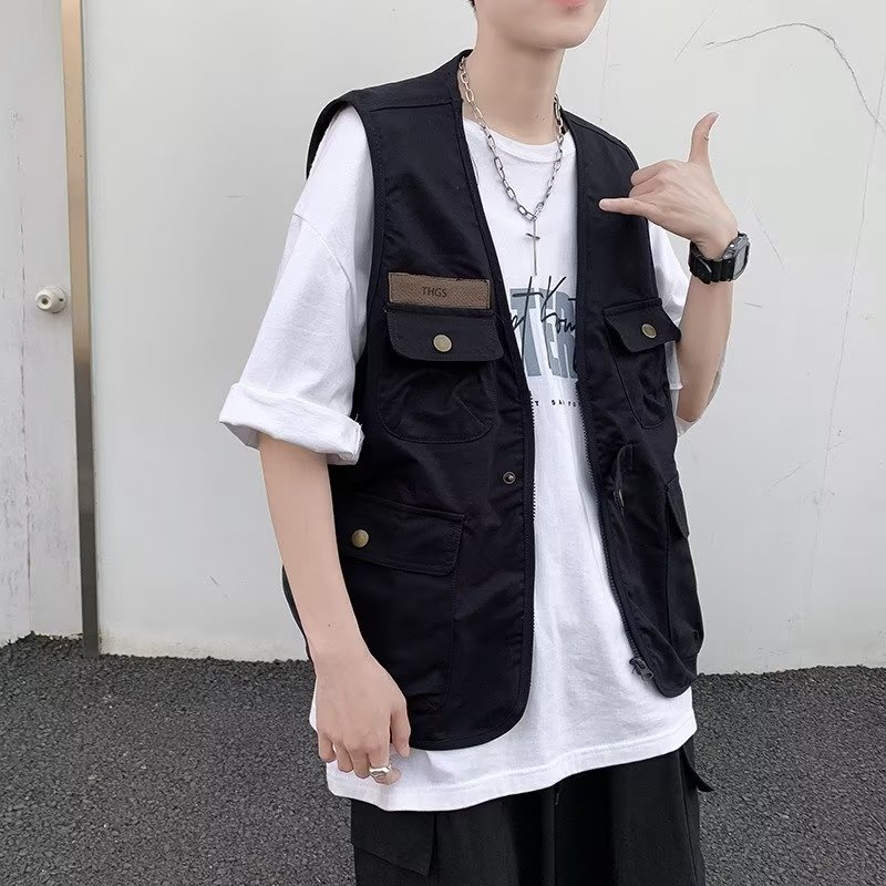 Áo Thun Ba Lỗ Dáng Rộng Cỡ Lớn Thoải Mái Phong Cách Hip Hop Đường Phố Hàn Quốc Thời Trang Cho Nam M-2XL