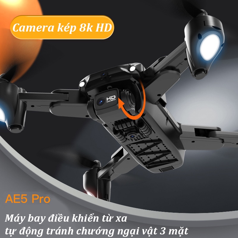 Flycam mini 4k máy bay điều khiển từ xa AE5 Pro camera kép 4k quay phim chụp ảnh kết nốt điện thoại