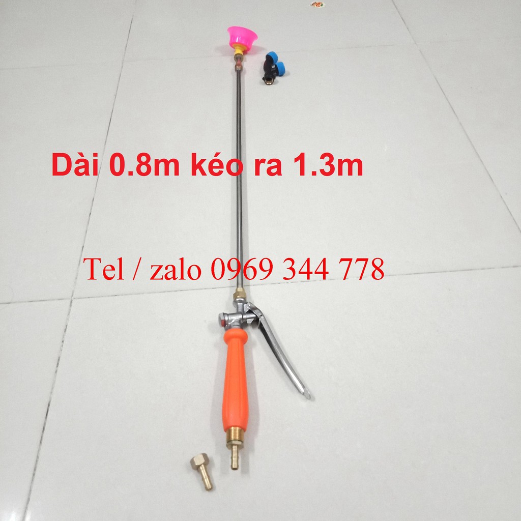 Cần phun thuốc inox dài 0.8m kéo dài tối đa 1.3m