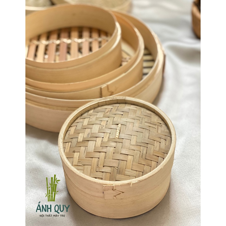 Xửng hấp, lồng hấp bánh bao, đồ ăn, rau củ tiện lợi bằng chất liệu tre có nắp
