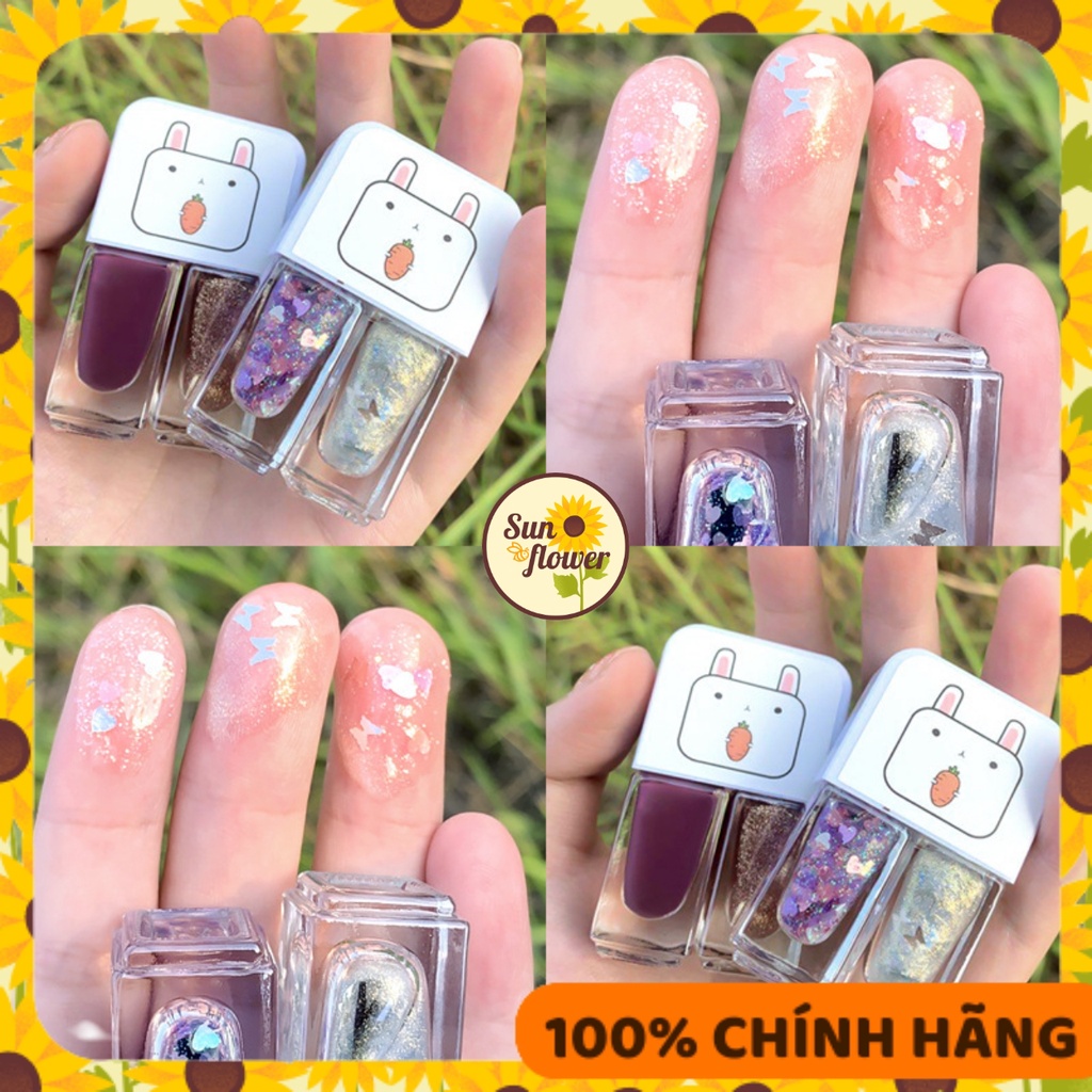 Sơn móng tay GEMINI 2 màu kết hợp nhũ lì 2*6ml (GMN18)
