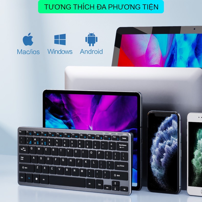 Bàn phím bluetooth không dây YINDIAO V780B 3 chế độ kết nối phù hợp máy tính bảng, laptop, tablet, điện thoại