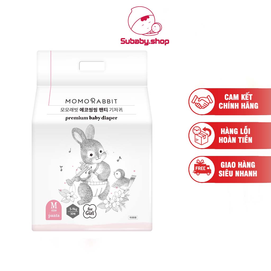 Bỉm Momo rabbit [FREESHIP] Bỉm Momorabbit Nội Địa Hàn Quốc Size Dán/Quần s50/M44/L40/xl36/L28/xl22/xxl18