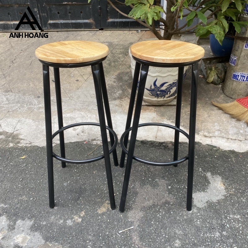 Ghế quầy bar, ban công cao 75cm loại không tựa, mặt gỗ cao su, mới 💯