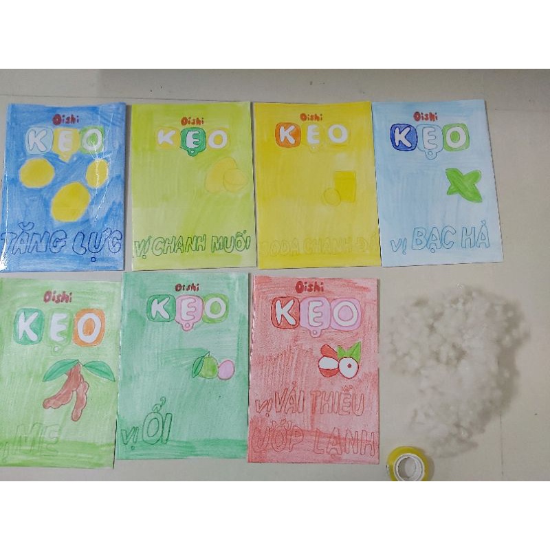 Bộ kit làm squishy giấy kẹo oishi chậm tăng