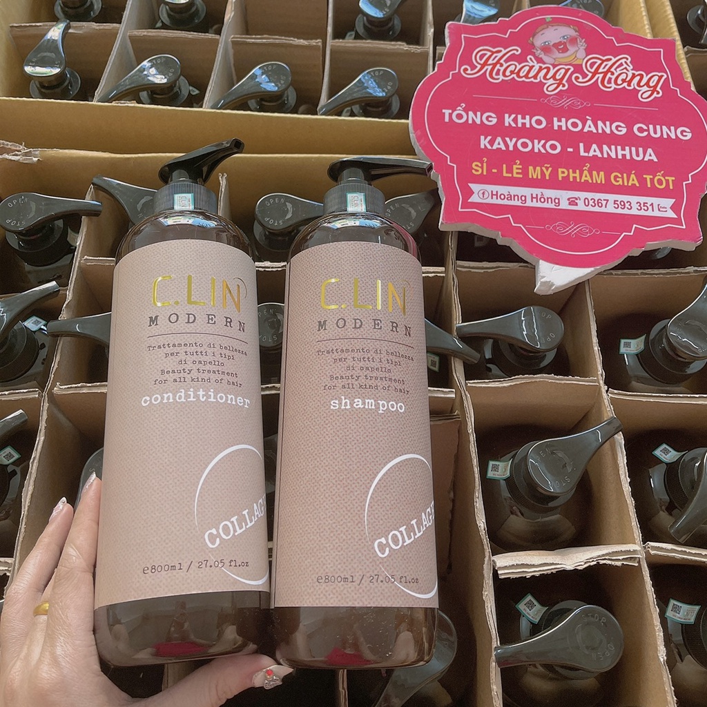 Cặp Dầu Gội + Xả Clin Modern Collagen 800ml/1 Lọ