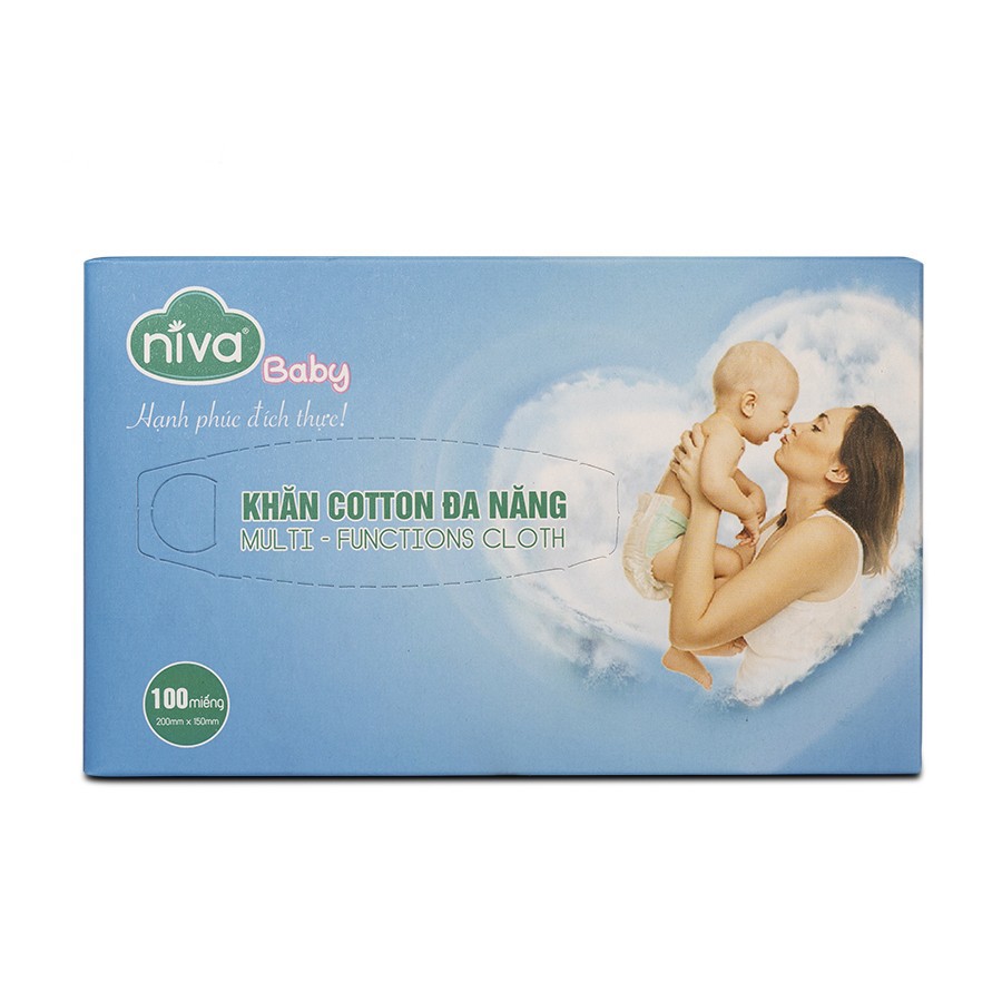 Khăn Giấy Khô đa năng - Khăn Cotton Niva đa năng 100 tờ - Mềm mại với làn da bé yêu