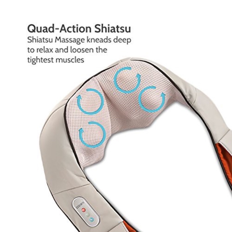 Máy massage cổ, máy massage vai cổ gáy shiatsu 3D 4 bi xoay kèm rung và nhiệt HOMEDICS NMS-620H