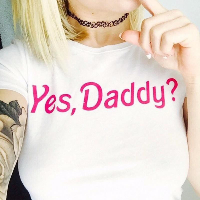 Áo thun nữ tay ngắn có in chữ Yes Daddy thời trang cá tính áo rút áo tiểu thư áo bigsize sơmi nữ áo sơmi nữ áo lụa