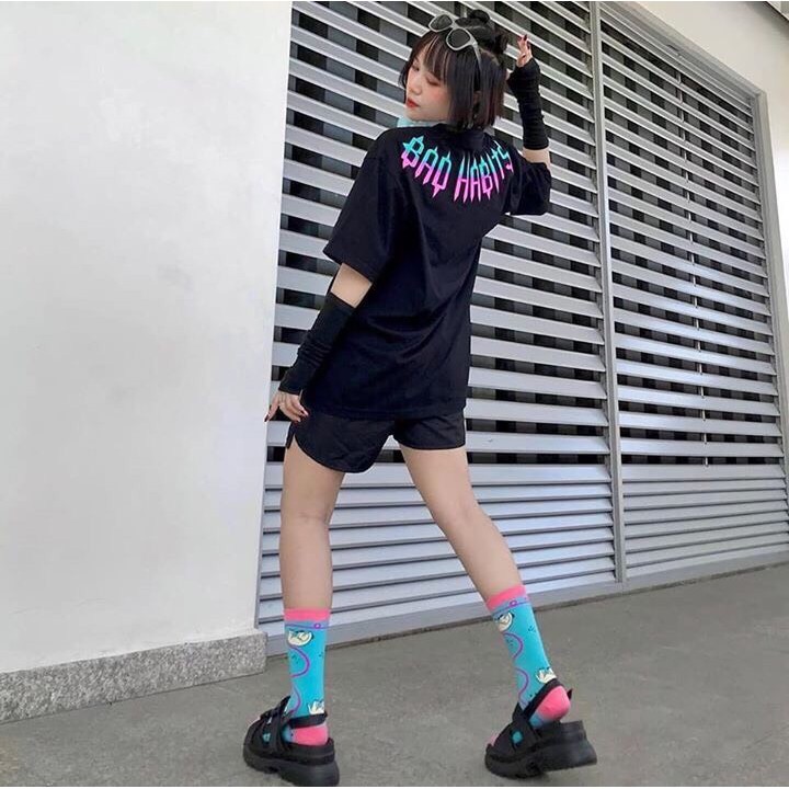 Áo Thun in hình thời trang unisex phong cách oversize BAD HABIT Tee phông cotton co giãn cặp đôi nam nữ tay lỡ mùa hè