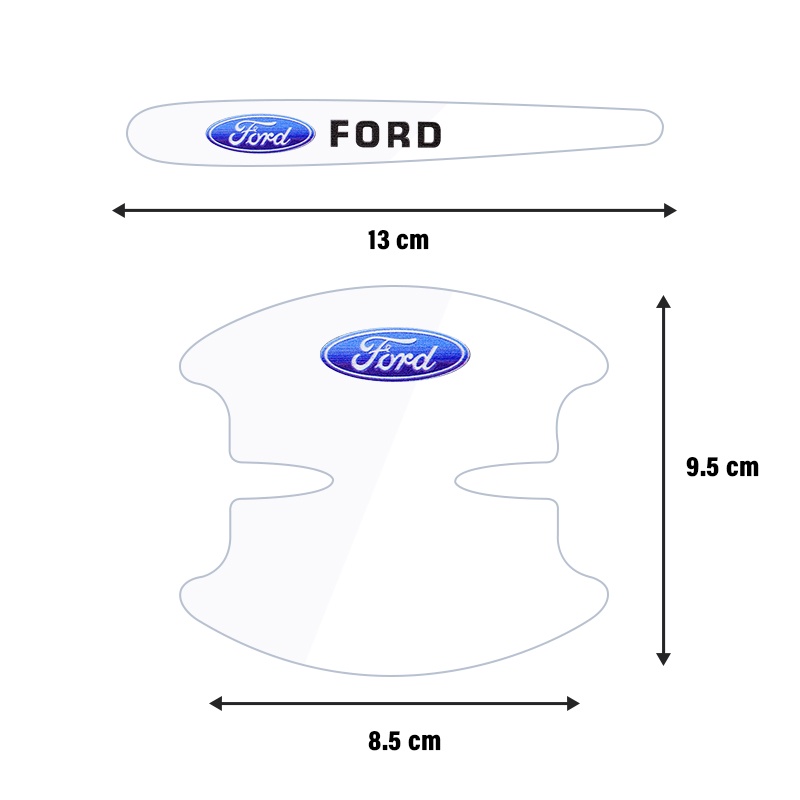 Set 8 Tấm Phim Vinyl Trong Suốt Dán Bảo Vệ Tay Cầm Xe Hơi Ford Fiesta Focus Ka EcoSport Ranger