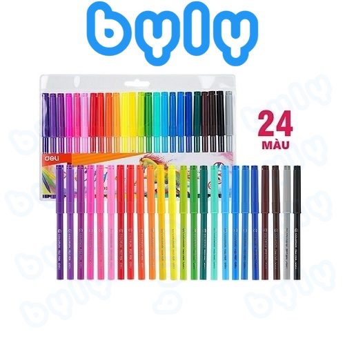 [Ship hỏa tốc] Vỉ bút lông màu Colorun Felt Pen Deli - ByLy Store 12 màu C10003 - 18 màu C10013 - 24 màu C10023