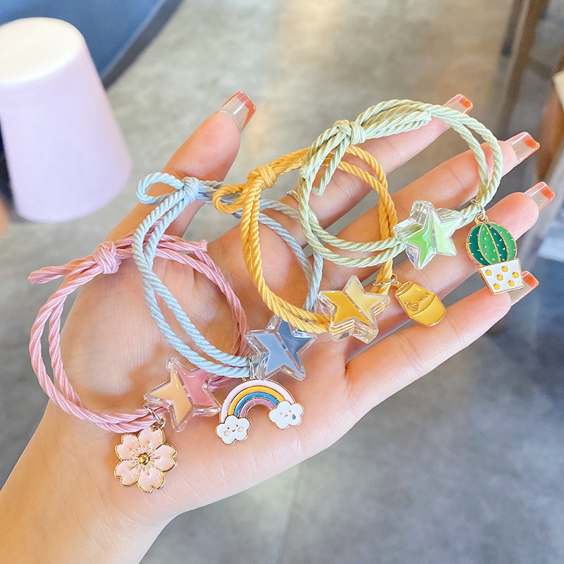 Dây Buộc Tóc Cao Su Họa Tiết Ngôi Sao Thời Trang Hàn Quốc