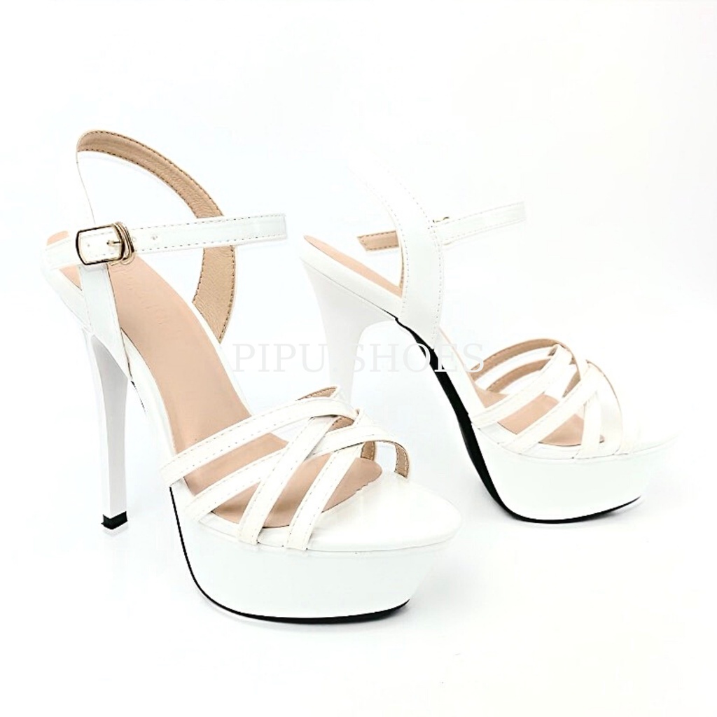 Giày cao gót catwalk đế đúp 13cm giày cưới ,sự kiện,4 dây mũi thời trang, pipu 04 gót nhọn