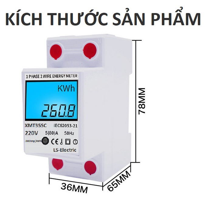 Công tơ điện tử 1 pha LS-Electric công suất lớn 80A có nút reset độ chính xác cao hiển thị 4 thông số