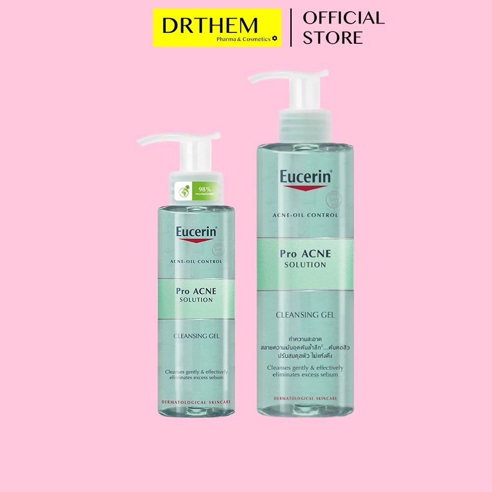 Sữa Rửa Mặt Eucerin Cho Da Dầu Mụn - Eucerin Pro ACNE Solution Cleansing Gel 200ml và 400ml Proacne
