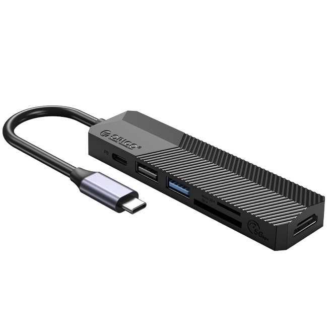 Hub USB Orico Chuyển Đổi 6 Trong 1 Cổng Type C Sang USB 3.0/ USB 2.0/ HDMI/ SD/ TF/USB-C(PD) MDK-6P-BK - Hàng Chính Hãng