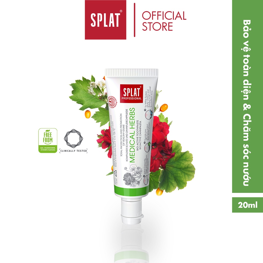 Kem Đánh Răng SPLAT Medical Herbs Professional series Chứa Nhiều Tinh Chất Có Lợi Giúp Trắng Và Đánh Bóng Men Răng 20ml