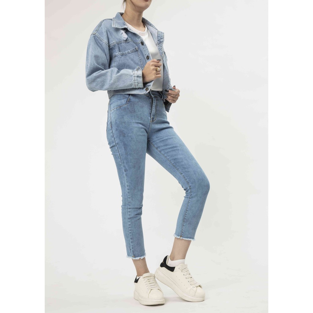 Quần Jean Nữ cạp cao túi xéo tôn dáng, quần bò Nữ ôm dáng thời trang BAHAI_SHOP10 | BigBuy360 - bigbuy360.vn