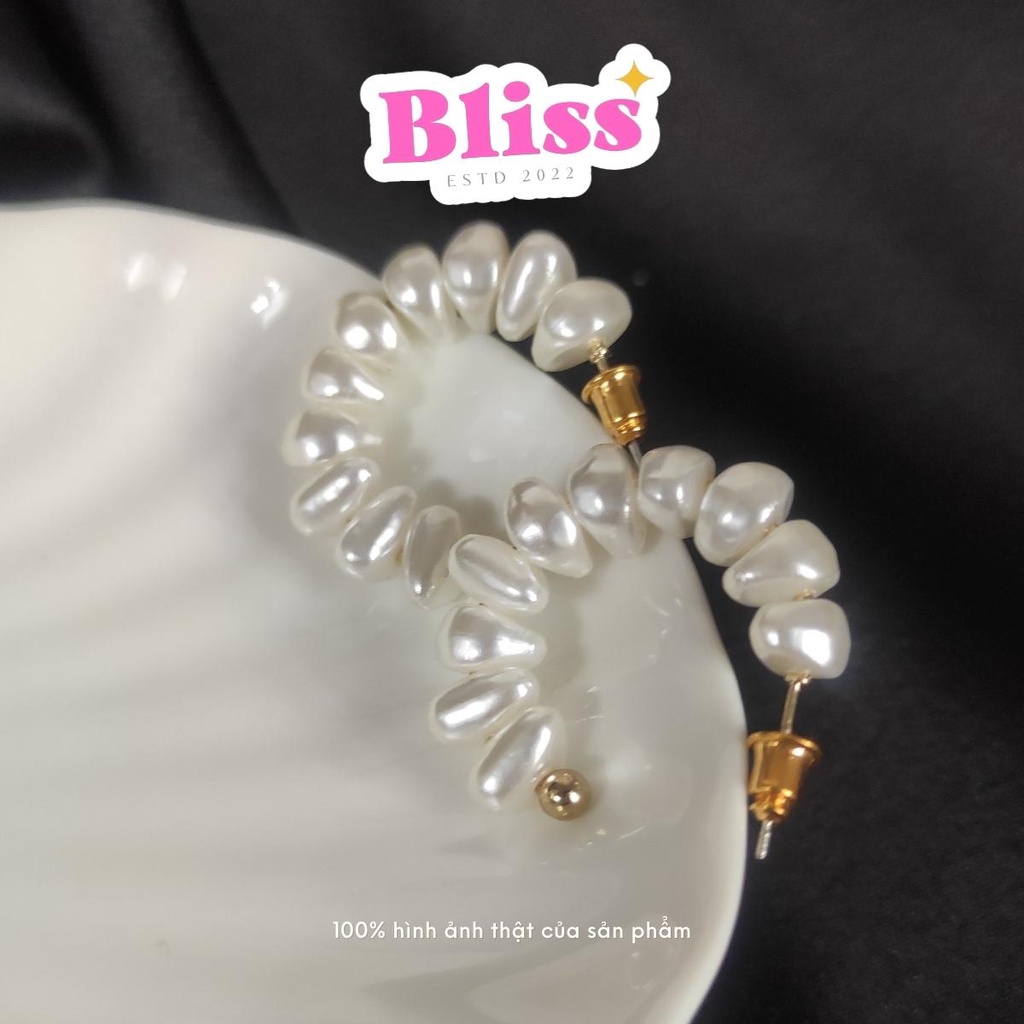 Bông tai, hoa tai hở chuỗi hạt ngọc chuôi bạc 925 Trendy Bliss Accessories