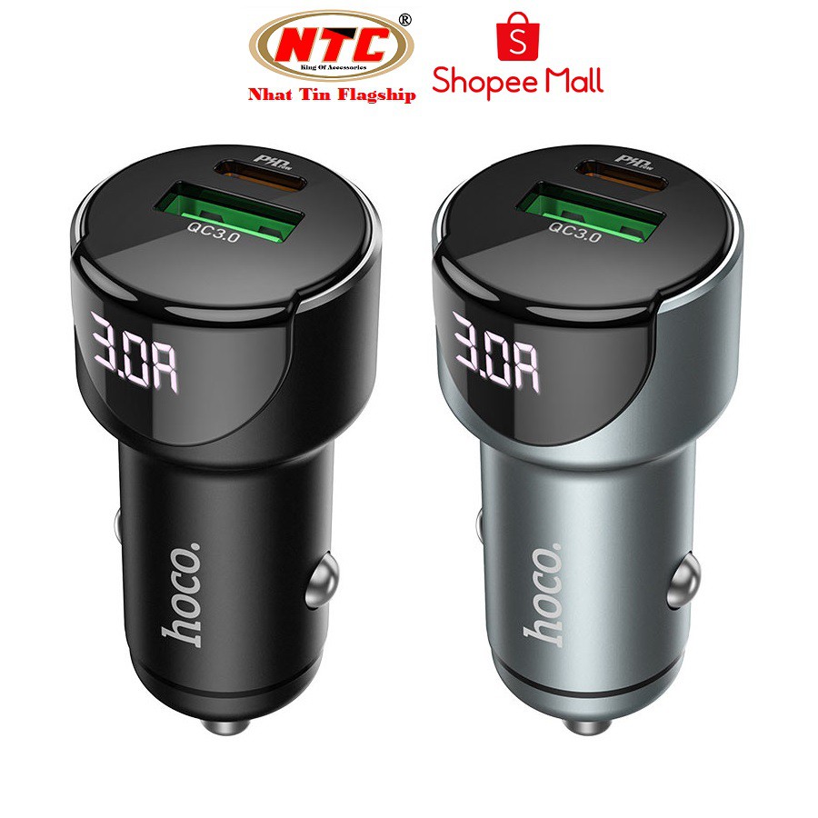 Cốc sạc ô tô / xe hơi Hoco Z42 hỗ trợ QC3.0 và PD20W - màn hình hiển thị điện áp  - Hãng phân phối