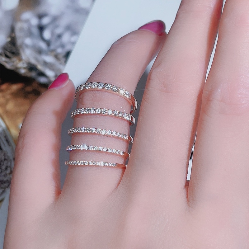Nhẫn cưới đính đá pha lê thời trang đơn giản dành cho nữ