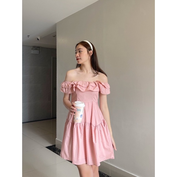 Đầm - Váy trễ vai bèo tiểu thư 2 màu xinh xinh Dres 154