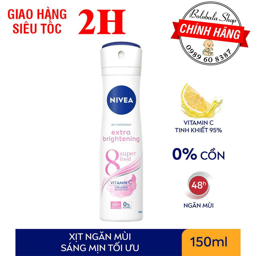 Xịt Khử Nivea Extra White Serum 100ml/ trắng mịn mờ thâm 150ml