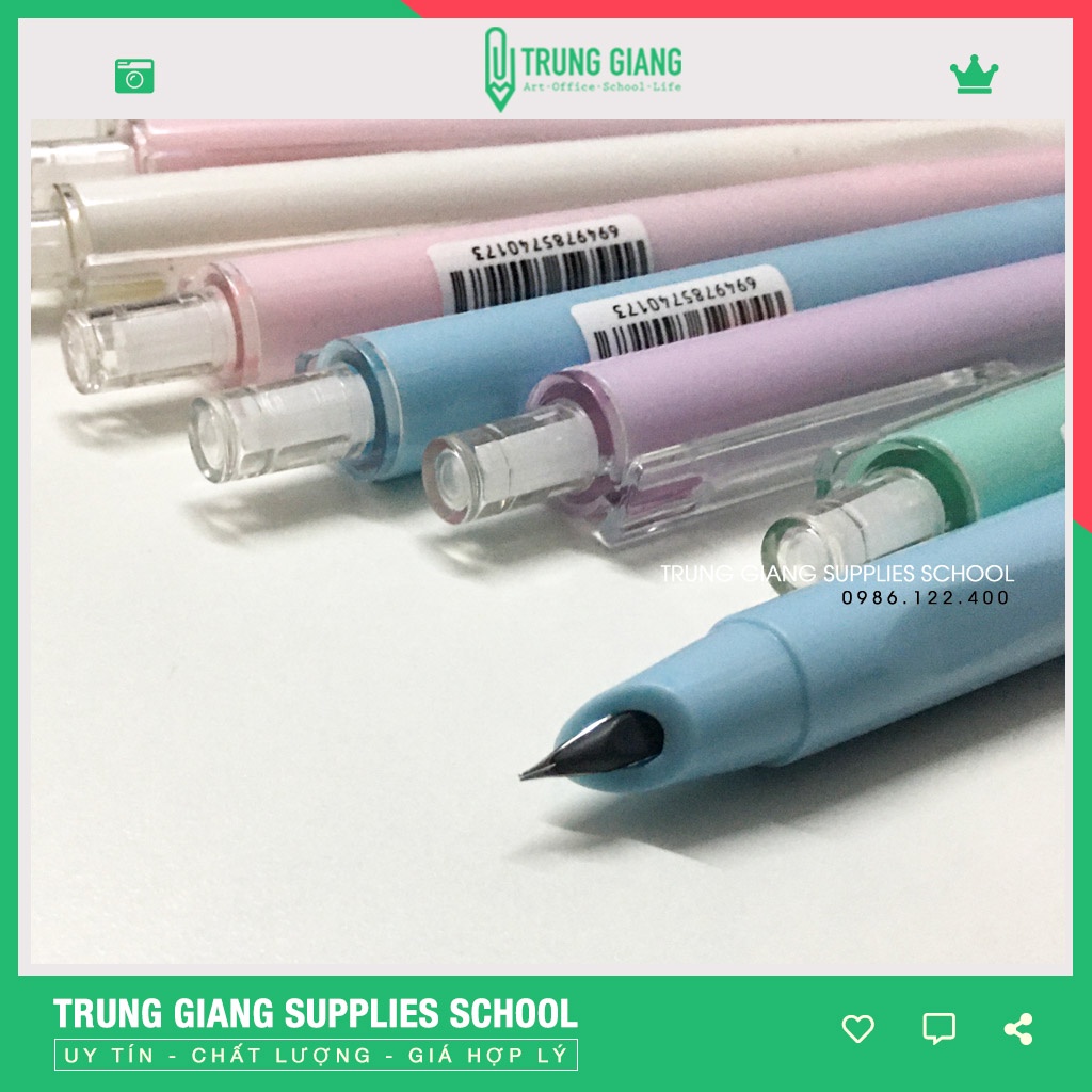 Bút máy bấm CG08 bút luyện chữ đẹp ngòi mài luyện nét thanh đậm dành cho học sinh tiểu học