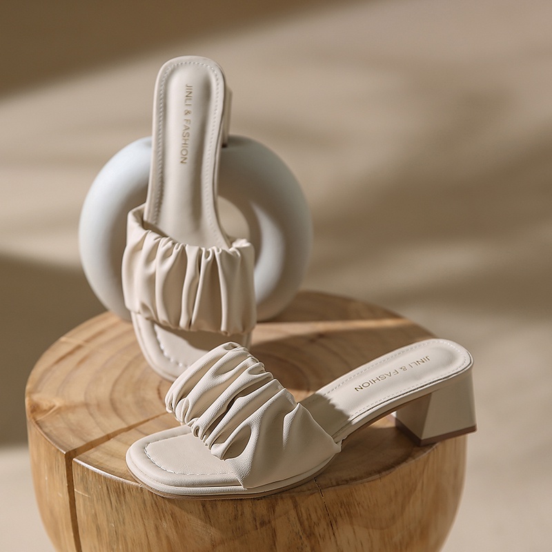 Sandal Cao Gót Chống Trượt Đế Vuông Thời Trang Dành Cho Nữ