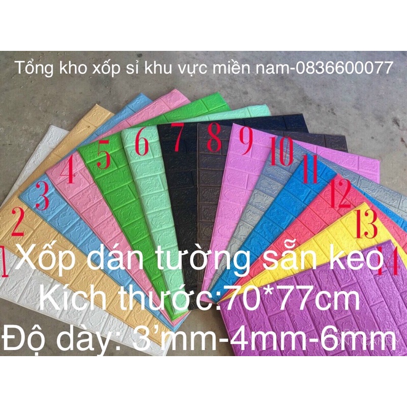  Xốp Dán Tường Giả Gạch (3mm - 4mm - 6mm) - Chuyên Bán Sỉ [ KT: 70 x 77cm ]