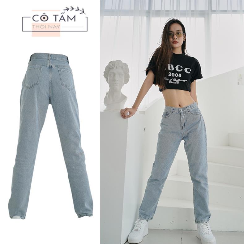 SẴN Quần Jeans Nữ Xanh Trơn, Quần Baggy Nữ, Ống Suông Rộng Unisex - Ulzzang Hàn Quốc - NS-01 - Ảnh Tấm Tự Chụp