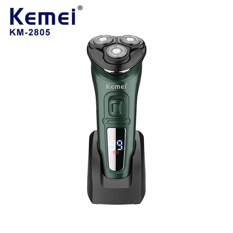 Máy cạo râu Kemei KM-2805 3 lưỡi chuẩn chống nước IPX7 sạc usb, hiện thì màn LCD
