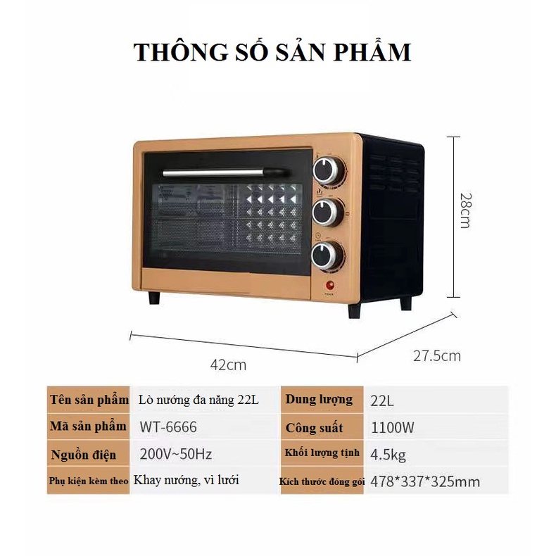 [ Ảnh Thật] Lò Nướng Điện 22 L Đa Năng ELECTRIC OVEN Bảo Hành Đầy Đủ - Lò Nướng Điện  Đa Năng Hàng Mới 2022