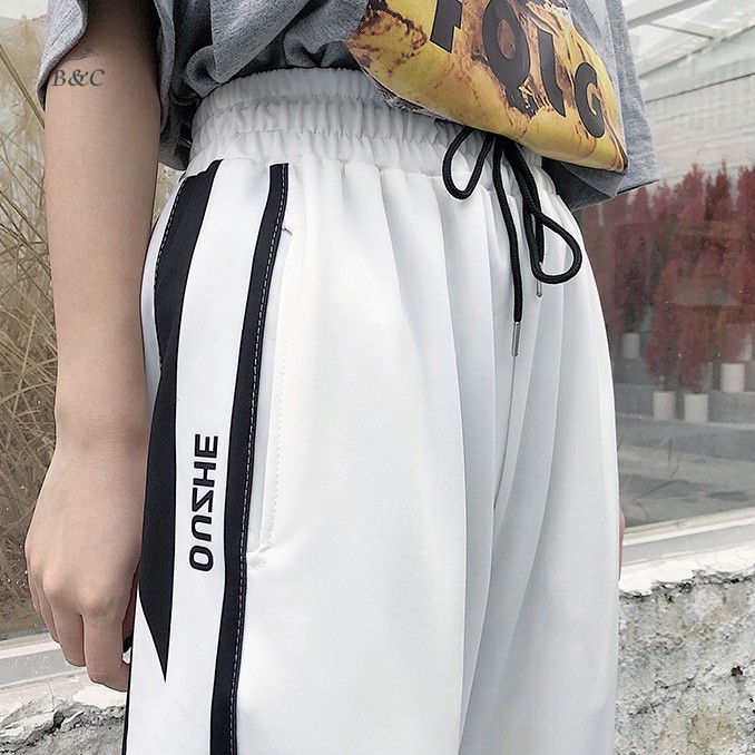 Quần cạp cao kiểu dáng thể thao giản dị phong cách Harajuku cho nữ | BigBuy360 - bigbuy360.vn
