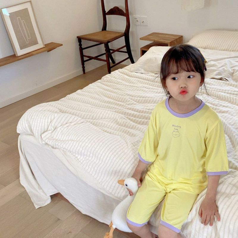 Bộ Đồ Mặc Nhà 7 Tấc Họa Tiết Hoạt Hình Thời Trang Mùa Hè Cho Bé