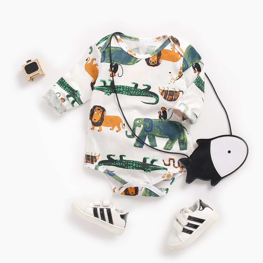 Sanlutoz Sơ sinh Thời trang Bông Tay áo dài Đứa bé Áo liền quần